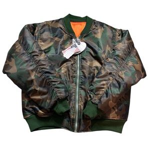 Rothco Mens Camo Ma-1 Full Zip Flight Jacket- Orange Interior- Size XXL- NWT